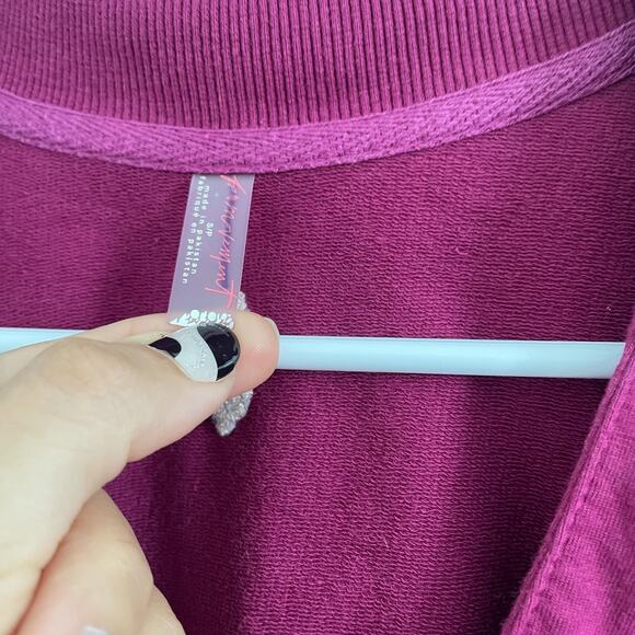 Free People Movement Cardigan Women S Purple Snap Thumbholes Collared Athletic - Picture 6 of 14
